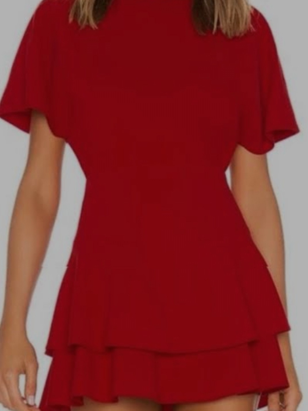 Alice + Olivia Crimson Red Tiered Mini Dress